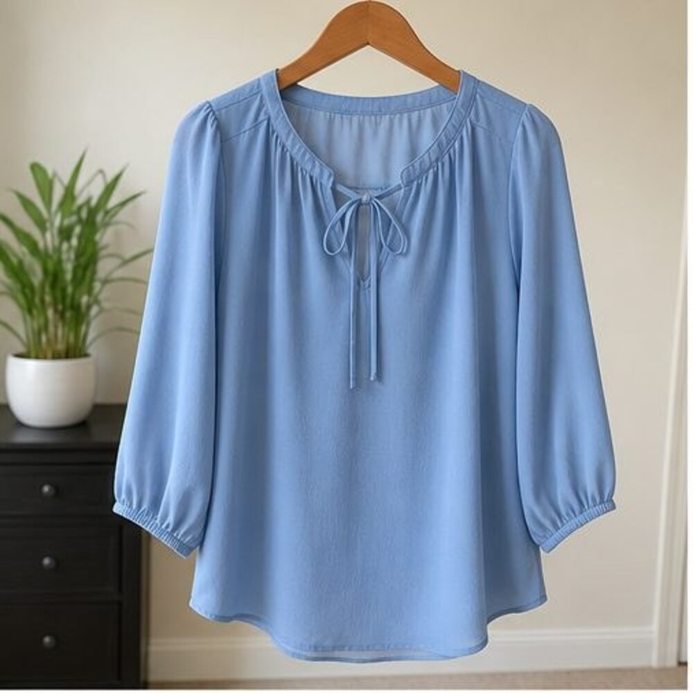 Blue Puff Sleeve Top